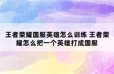 王者荣耀国服英雄怎么训练 王者荣耀怎么把一个英雄打成国服